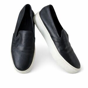 Vince Black Leather Platform Loafers Women’s 6M White Sole Slip On